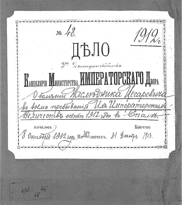Архивное дело О болезни Наследника Цесаревича во время пребывания Их - фото 216