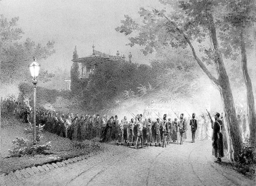 М Зичи Вынос тела Александра III из Малого дворца в Ливадии 1895 г Таким - фото 385