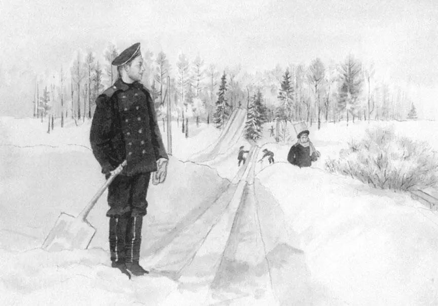 Зимние трассы в Гатчинском парке Рисунок вел княжны Ольги Александровны - фото 449