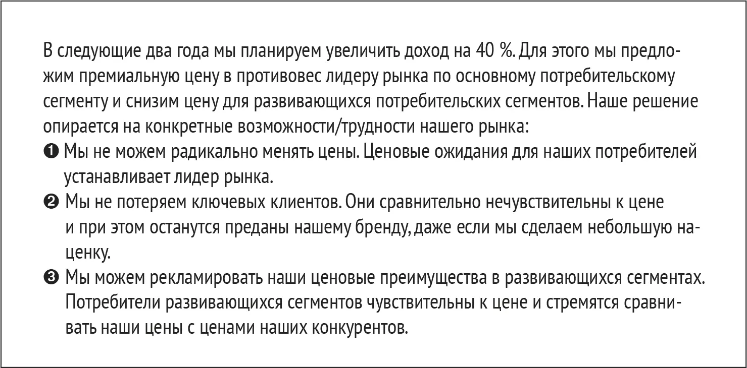 Рис 17 Пример грамотной ценовой стратегии Рассмотрим эту стратегию Задача - фото 30