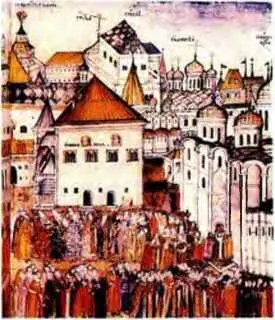 Торжественная церемония в Московском Кремле XVII в Старинная миниатюра - фото 133