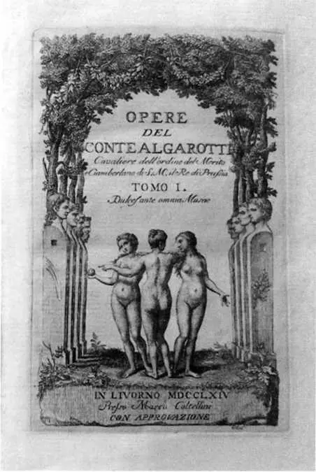 Титульный лист первого тома Собрания сочинений Ф Альгаротти Ливорно 1764 - фото 25