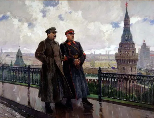 И В Сталин и К Е Ворошилов в Кремле С картины художника А Герасимова - фото 4