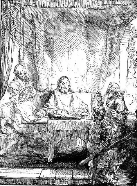 Рембрандт Христос в Эммаусе Офорт 1654 Рисунки Рембрандта имеют не меньшую - фото 57