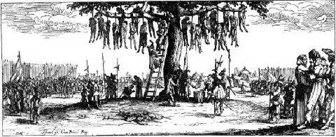 Жак Калло Дерево повешенных Гравюра из серии Бедствия войны 1633 Ленены - фото 59