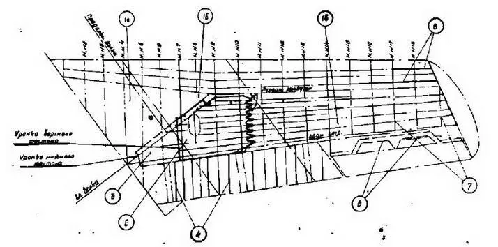 Схема увеличения жесткости крыла самолета МиГ1 5бис 122058 Самолет - фото 55