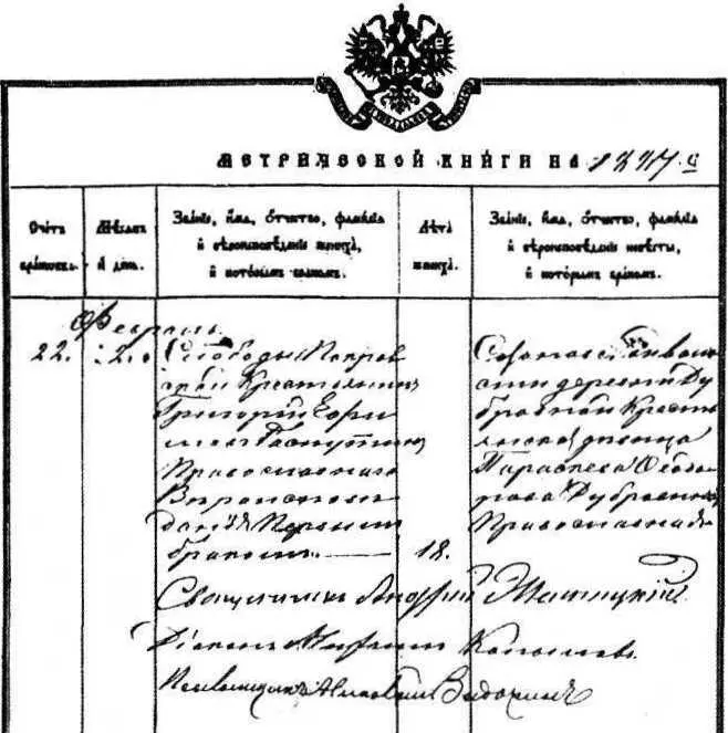 Запись о регистрации брака Распутина с Прасковьей Федоровной Дубровниной - фото 4