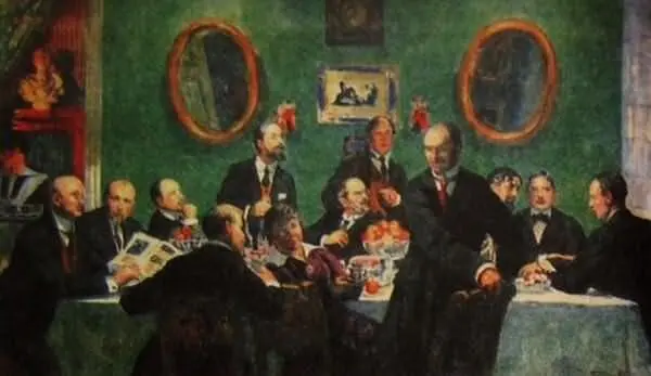 Б Кустодиев Групповой портрет мирискусников 19161920 Но чудо из чудес - фото 24