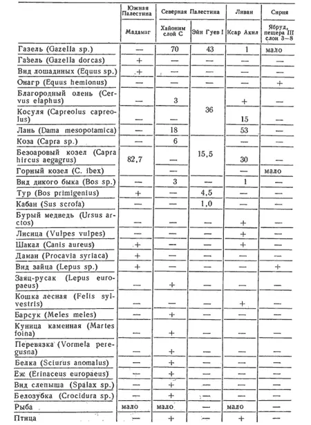 Таблица 6 Фауна раннего неолита Леванта Таблица 7 Фауна мезолита Леванта - фото 18