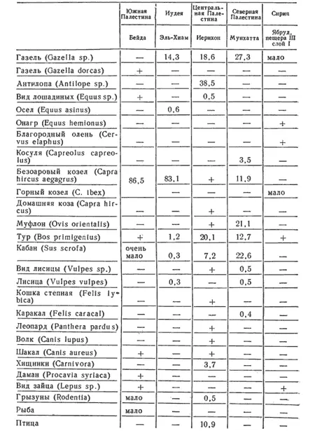 Таблица 7 Фауна мезолита Леванта Натуф Таблица 8 Фауна раннего неолита - фото 19
