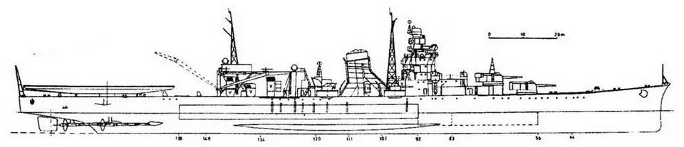 Вверху легкий крейсер Ойода Апрель 1943 г Наружный вид Слева легкий - фото 188