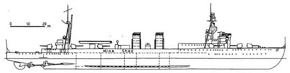 Легкий крейсер Тама Проекты перевооружения в минный заградитель в 19311932 - фото 19