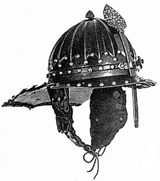 Шишак Германия 1630 г Железная шапка из вороненого железа с полосками на - фото 180