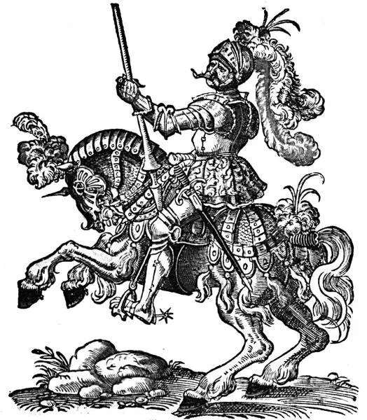 Конный рыцарь участник турнира Миниатюра из манускрипта 1587 г Андреаса - фото 249