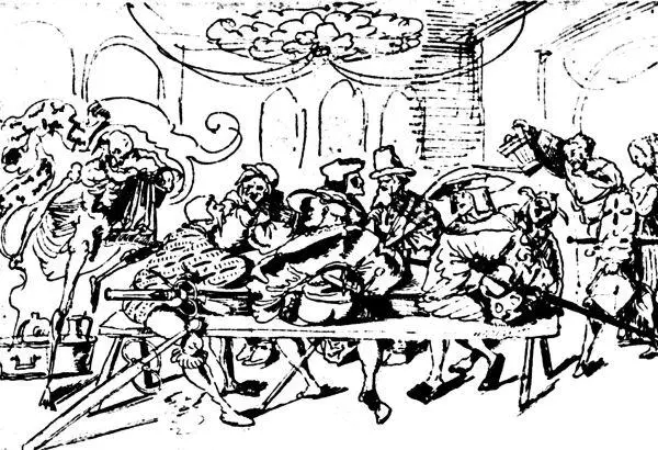 Вербовка наемников Рисунок пером Урса Графа 1521 г Офицеры наемной пехоты - фото 293