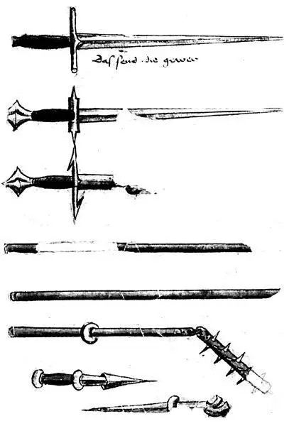 На этой иллюстрации из рукописи Talhoffer Fechtbuch MS 78A15 1450 г - фото 345
