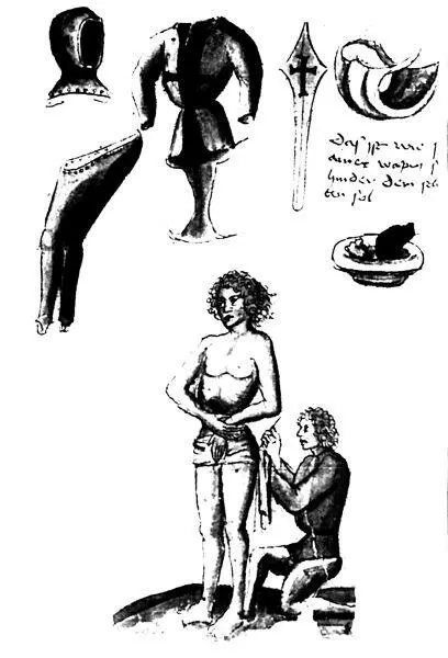 На этой иллюстрации из рукописи Talhoffer Fechtbuch MS 78A15 1450 г - фото 346
