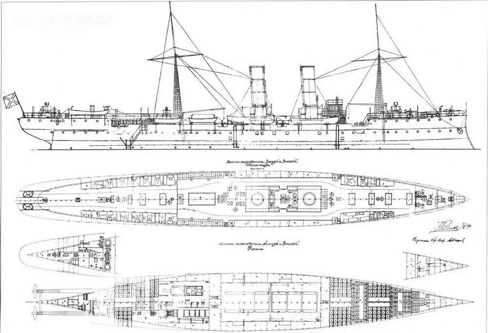 Минные транспорты типа Амур 1899 г Наружный вид и планы жилой палубы - фото 18