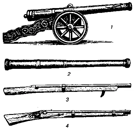 Пищали1 осадная на декоративном лафете XVI века2 бронзовая конца XV века - фото 193