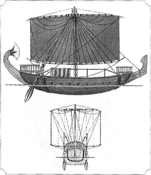 Мореходное торговое судно древнего Египта Греческая бирема 70 г до н э - фото 80