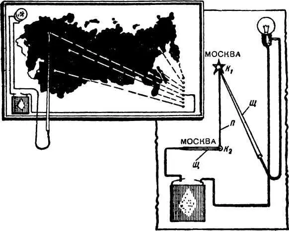 Рис 39 Монтажная схема электрификации географической карты К1 и К2 - фото 39