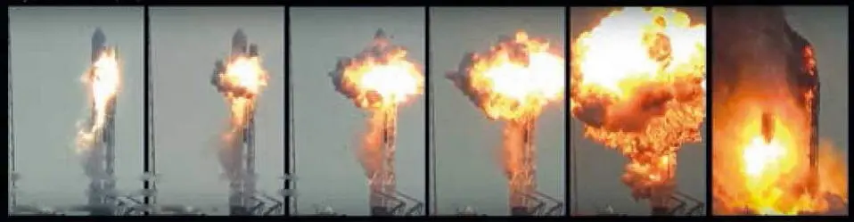 Кинограмма начальной фазы взрыва ракетыносителя Falcon 9FT на стартовом - фото 68