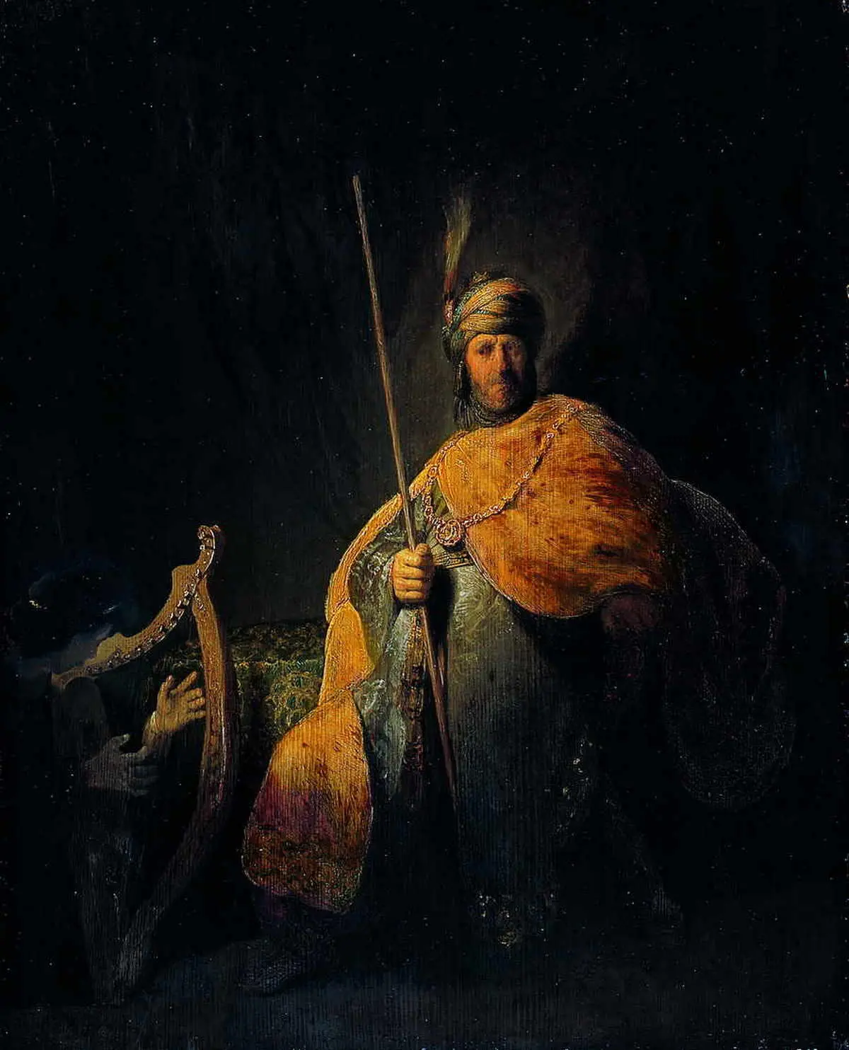 Рембрандт ван Рейн Давид играющий на арфе перед Саулом Ок 1629 Дерево - фото 106