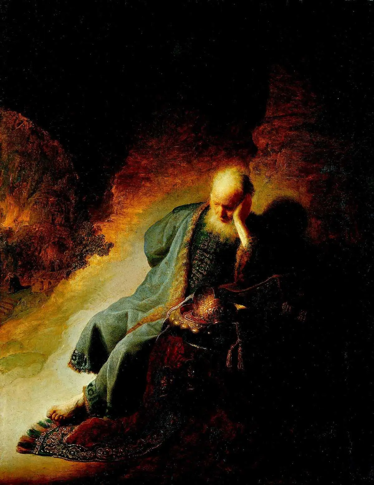 Рембрандт ван Рейн Иеремия оплакивающий разрушение Иерусалима 1630 Дерево - фото 113