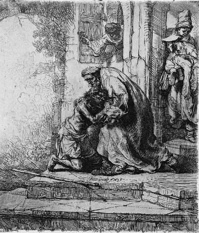 Рембрандт ван Рейн Возвращение блудного сына 1636 Офорт Библиотека и музей - фото 208