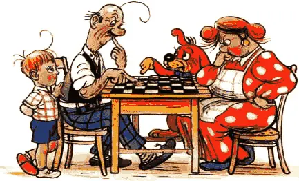 Пиф и Дуду хотели поиграть в шашки Но взрослые играют сами и не дают детям - фото 59
