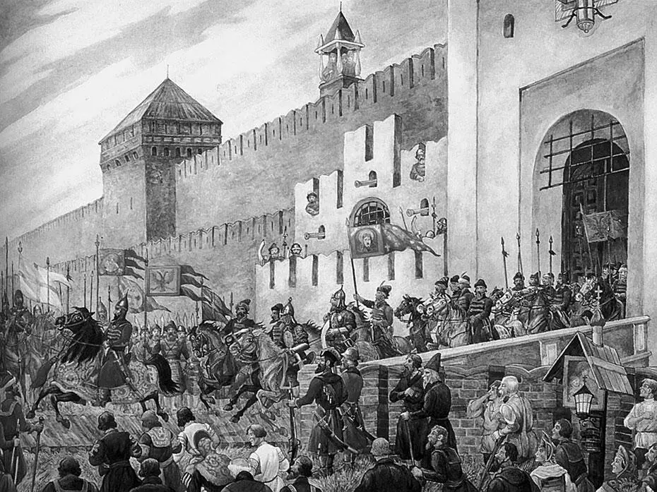 Выезд Ивана Грозного на борьбу с Ливонией Художник Г Э Лесснер Отправление - фото 14