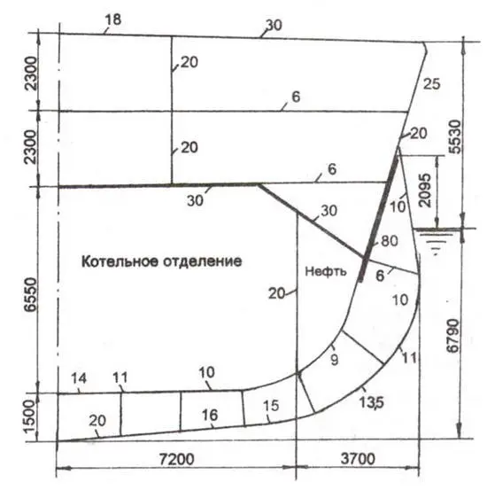 Схематический чертеж мидель шпангоута крейсера Адмирал Хиппер с указанием - фото 22