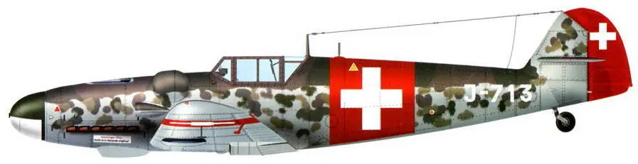Bf 109G6 из 7й авиароты ВВС Швейцарии Интерлакен лето 1944 г - фото 144
