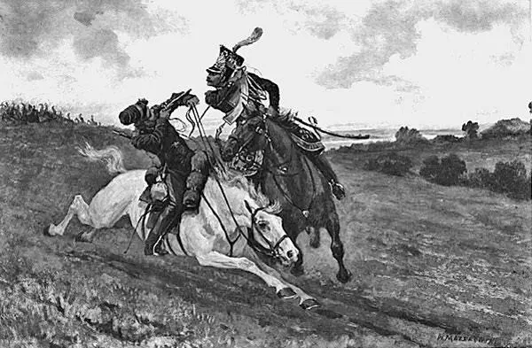 Поединок казака с уланом Художник В Мазуровский Татарские воины Казаки - фото 3