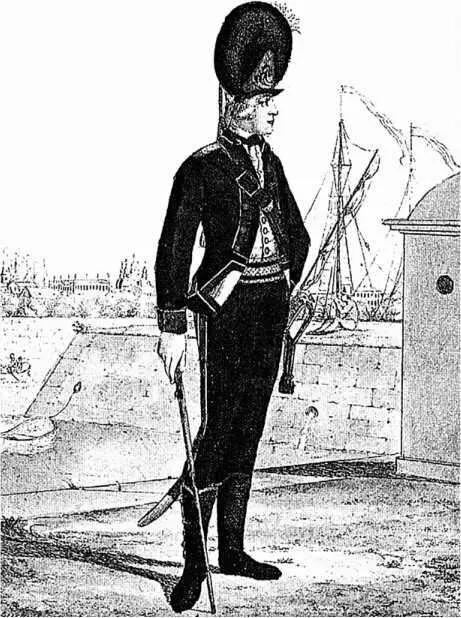 Бомбардирский офицер гребной флотилии форма образца 1786 г Ивашев под Прагой - фото 97