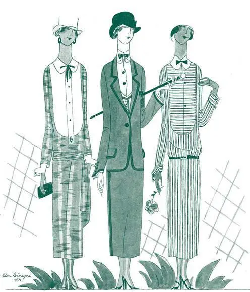 Реклама прогулочных костюмов в мужском стиле Журнал Femina 1924 Архив О А - фото 80