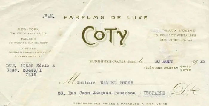Бланк заказа парфюмерной продукции фирмы Coty 1922 год Архив О А - фото 150
