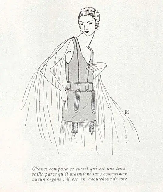 Реклама каучукового корсета от Шанель Журнал Vogue Paris 1921 год - фото 201
