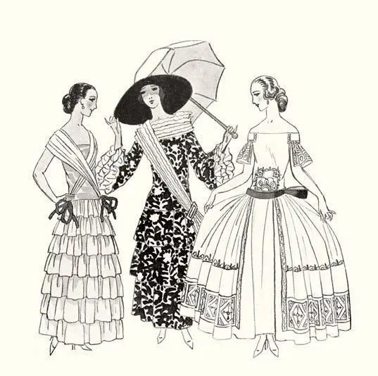 В 1923 году Vogue опубликовал большую статью о влиянии кринолинов XIX века на - фото 338