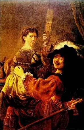 Рембрандт ван Рейн Автопортрет с Саскией на коленях 1635 г Картинная - фото 123