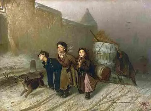 Василий Перов Тройка Ученики мастеровые везут воду Фрагмент 1866 г - фото 650