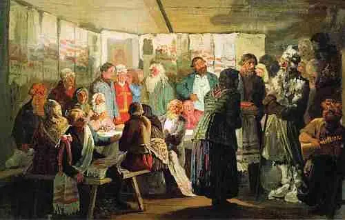 Василий Максимов Приход колдуна на крестьянскую свадьбу 1875 г - фото 654