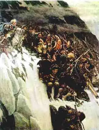Василий Суриков Переход Суворова через Альпы 1899 г Государственный Русский - фото 692