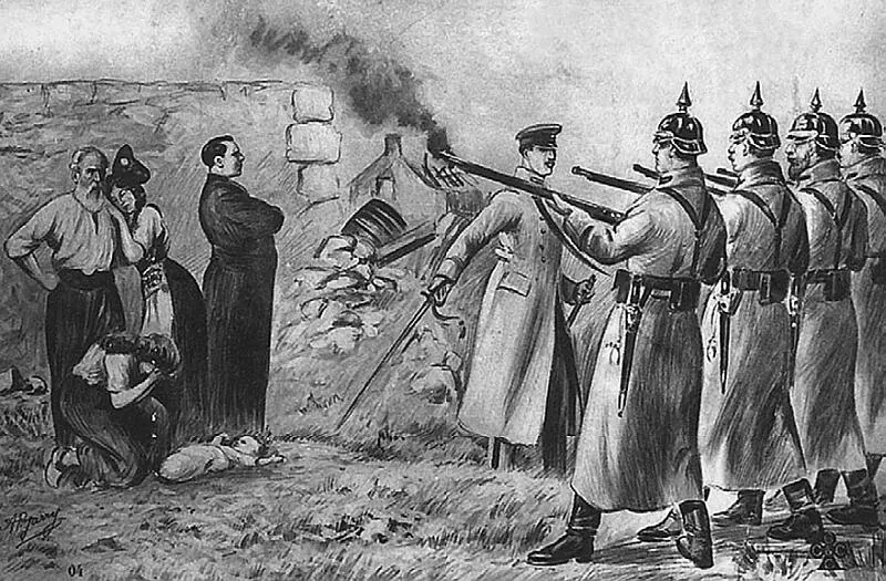 Расстрел мирных жителей германцами 27 августа 1914 года немецкий комендант - фото 40