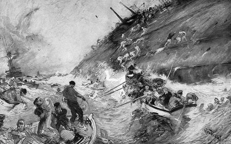 Гибель британского крейсера Кресси Рисунок Г Рейтердаля 1916 г 2 ноября - фото 69