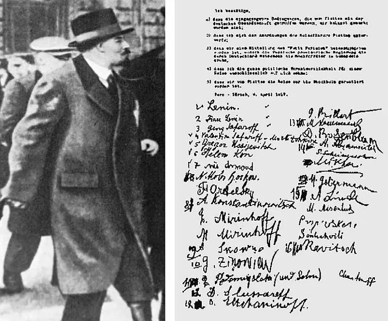 В И Ленин в Стокгольме после проезда по Германии и документ с подписями - фото 80