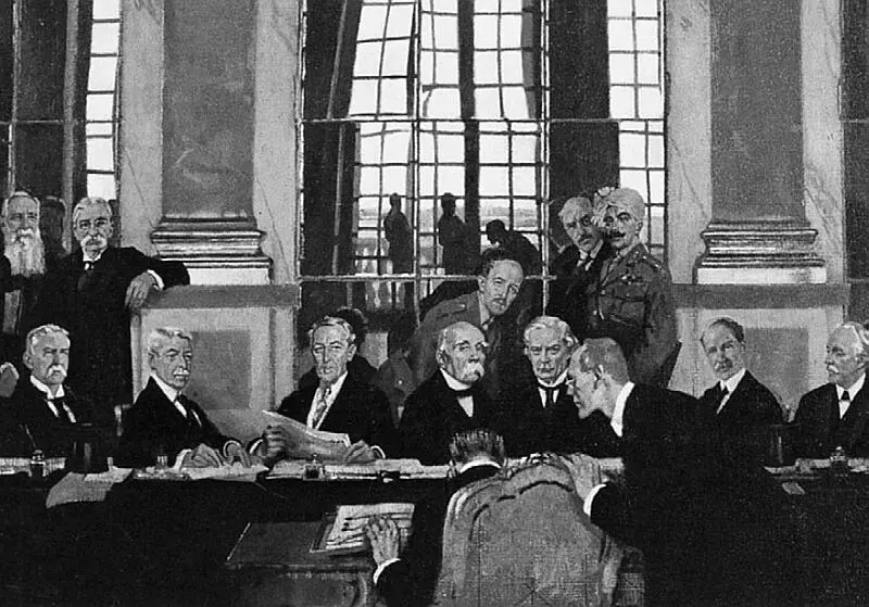 Подписание мира в Зеркальном зале Версальского дворца 28 июня 1919 г С картины - фото 95