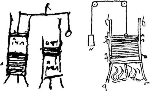 Эскизы сделанные рукой Леонардо да Винчи изображающие принцип действия - фото 22