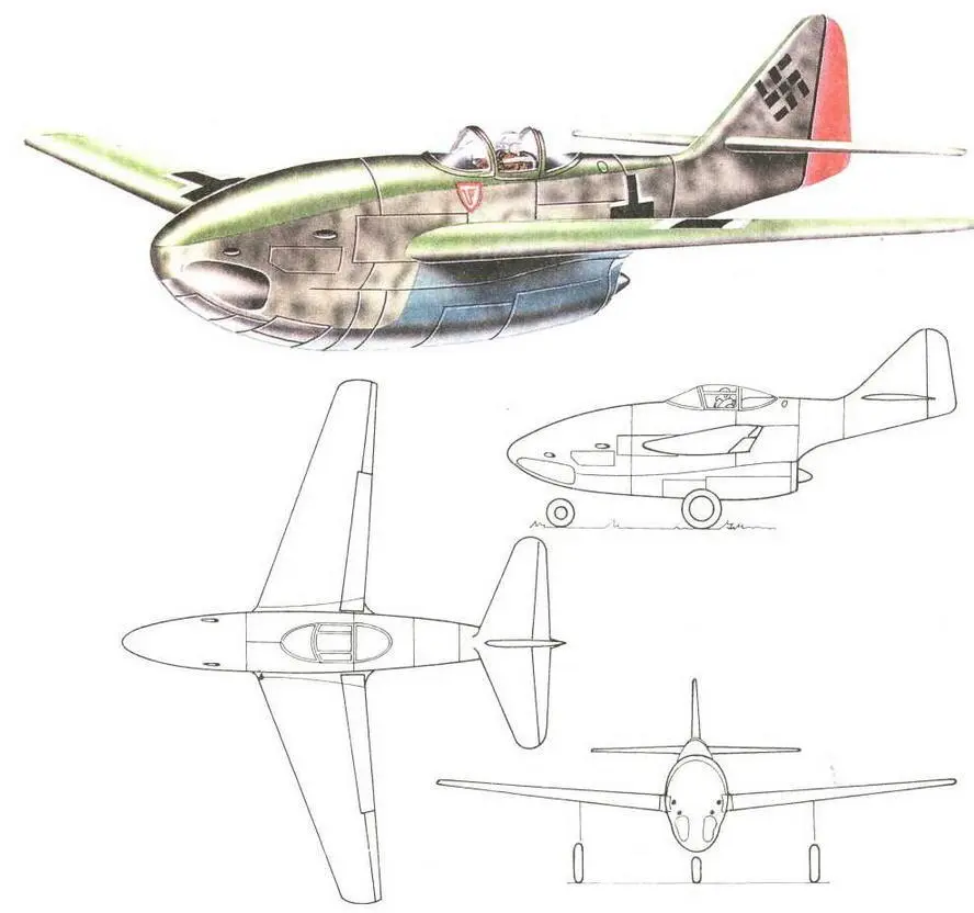 Проект Мессершмитга Р10925 от 20 июля 1943 г Истребитель Р1095 от 19 - фото 105