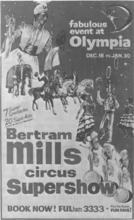 Афиша выступлений Цирка Бертрама Миллза в Олимпии 1965 год 16 апреля 1938 - фото 58